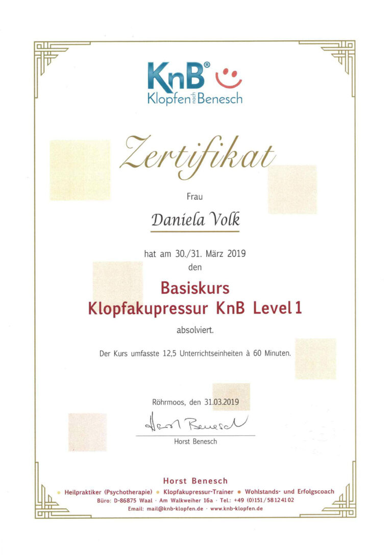 zertifikat, daniela volk, knb, natural healings, naürliche heilung